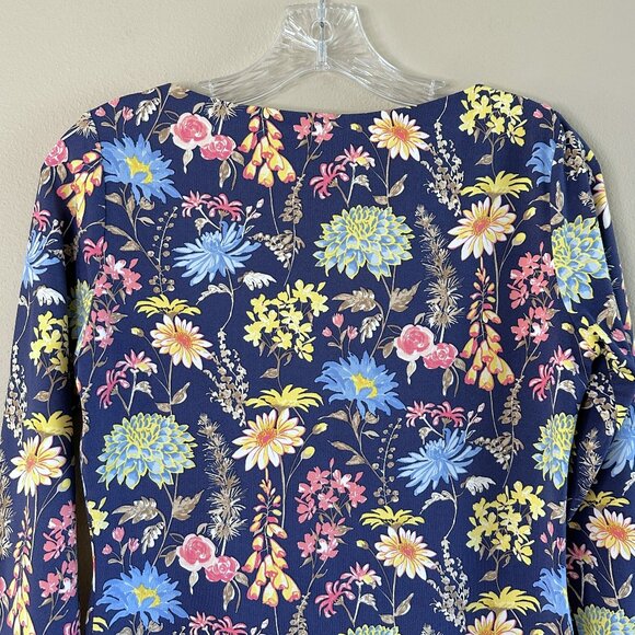J. McLaughlin Wavesong Catalina Cloth Blue Floral Bateau Neck Top - Picture 7 of 9